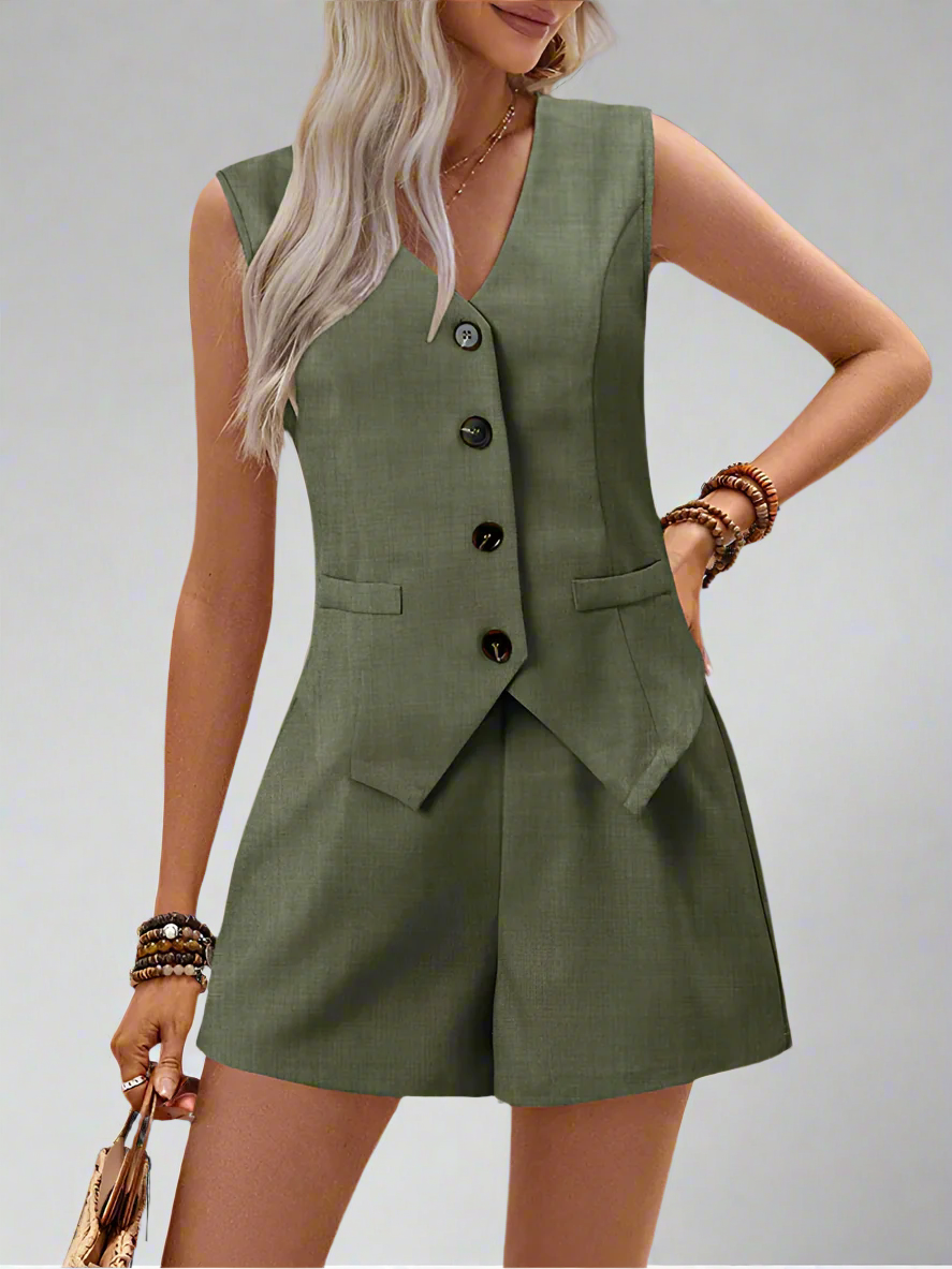 Stylish Elegant Waistcoat and Short Set