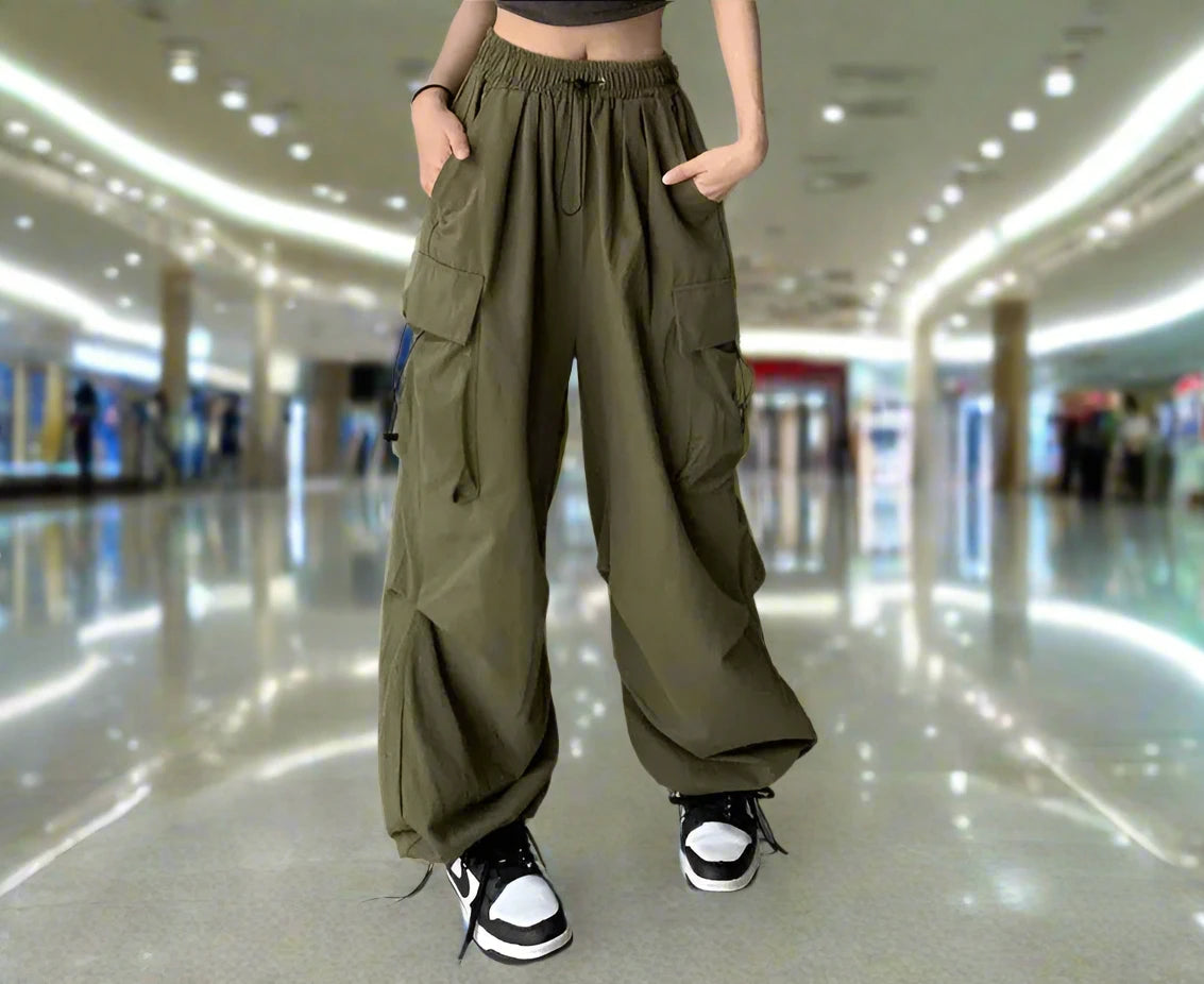 Women's Drawstring Cargo Baggy Pants