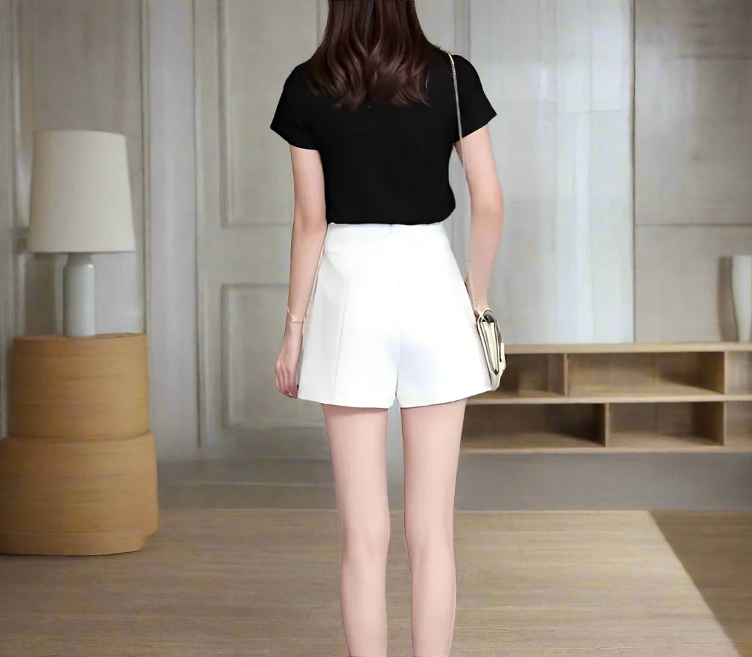 Women's Casual High Waist A-line Loose Wide Shorts