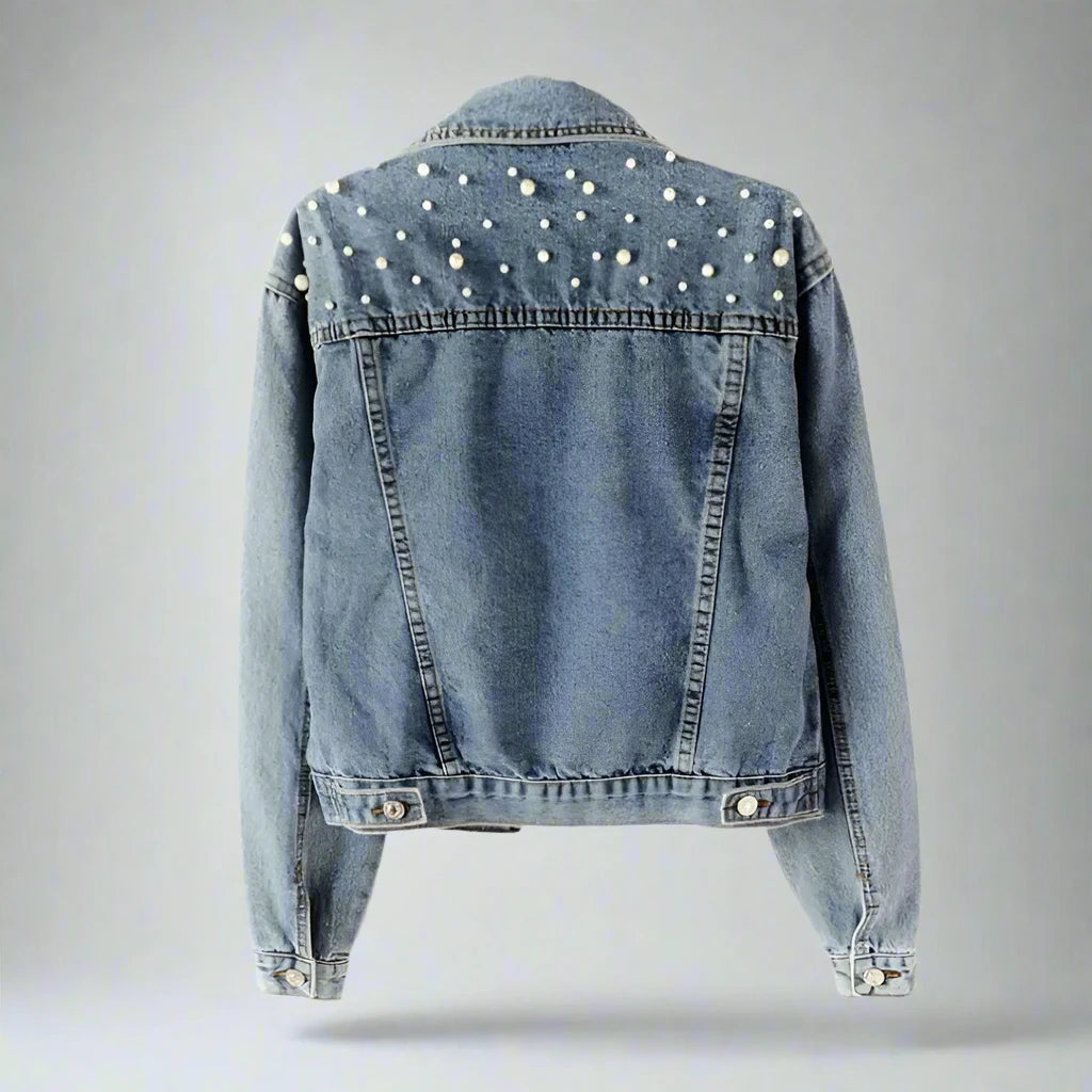 Women's Pearl Beaded Denim Jeans Coat