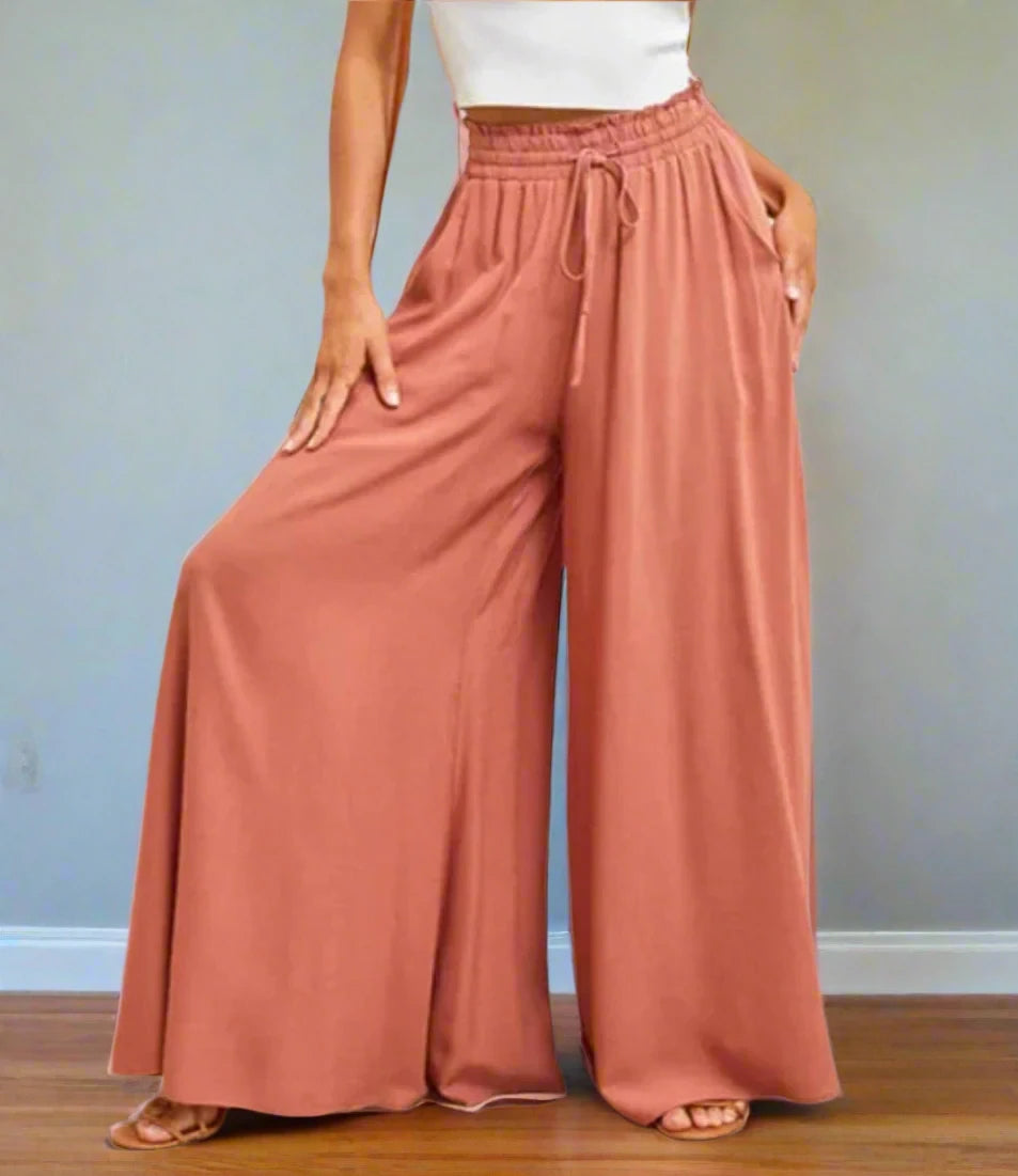 Women's Wide Leg Pants With Elastic Waistband