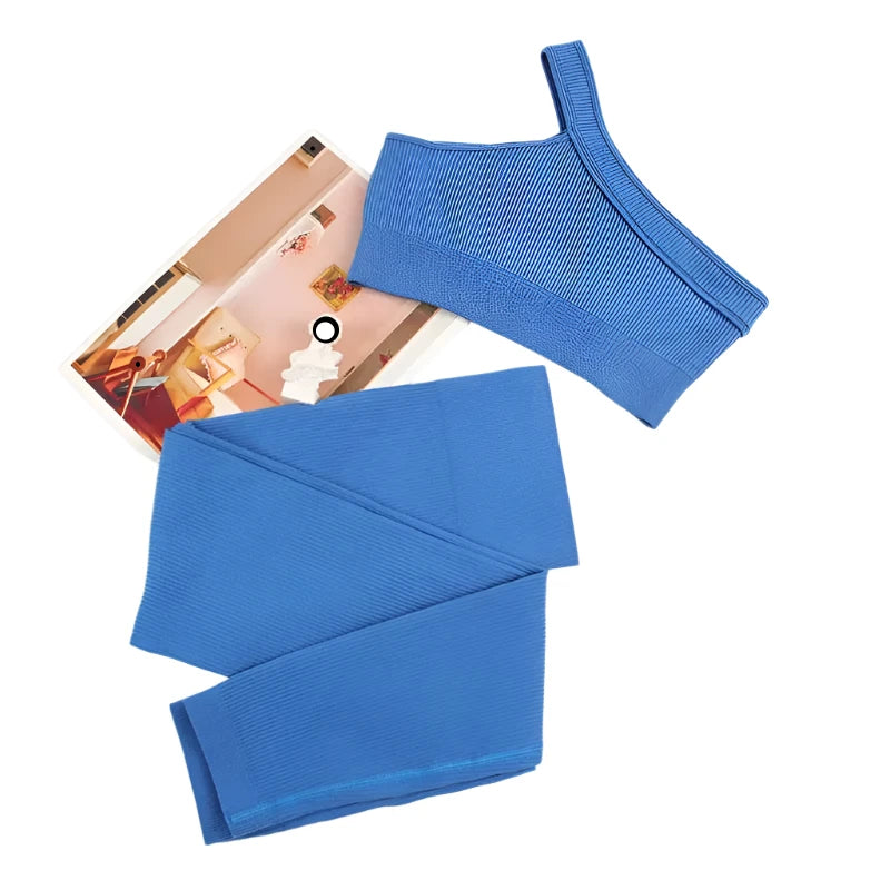 Women's Seamless One Shoulder Yoga Set With Full Length Legging