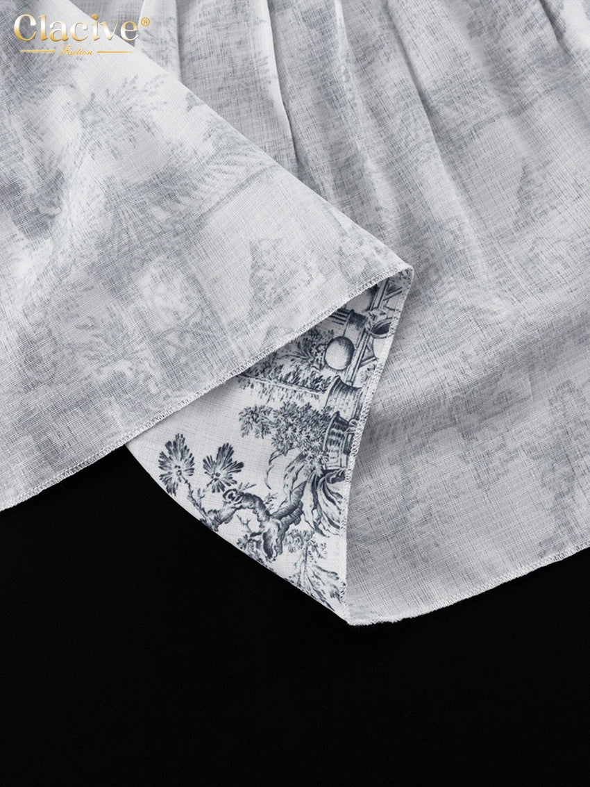 Women's Casual Loose Print Dress Puff Sleeve