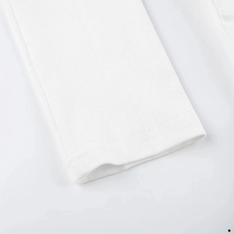 Women's Tie Lace Long Sleeve White T-Shirt