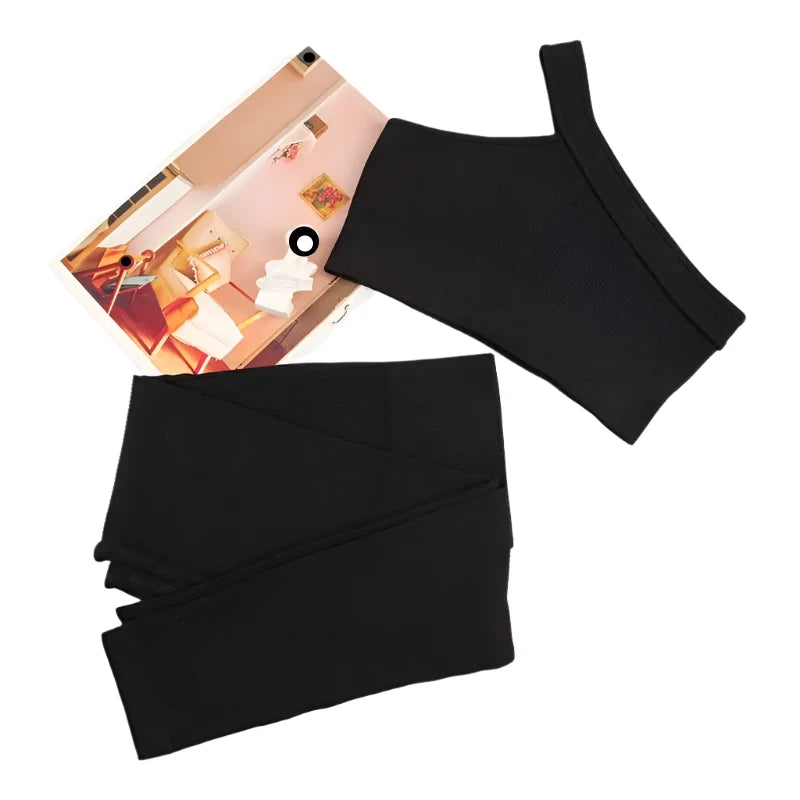 Women's Seamless One Shoulder Yoga Set With Full Length Legging