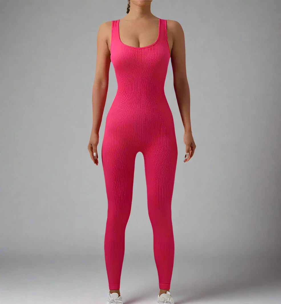 Women's Workout Rompers Full Length One Piece Sleeveless Jumpsuits