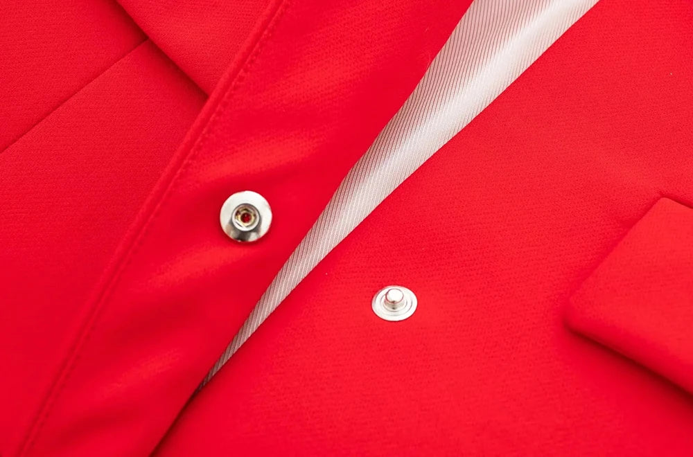 Stylish Red Snap-button Jacket