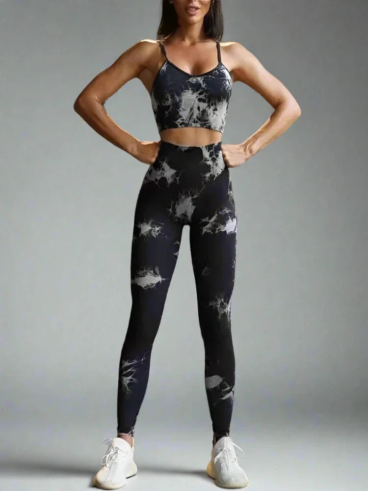 Tie Dye Yoga Sets Workout Bra and High Waist Leggings
