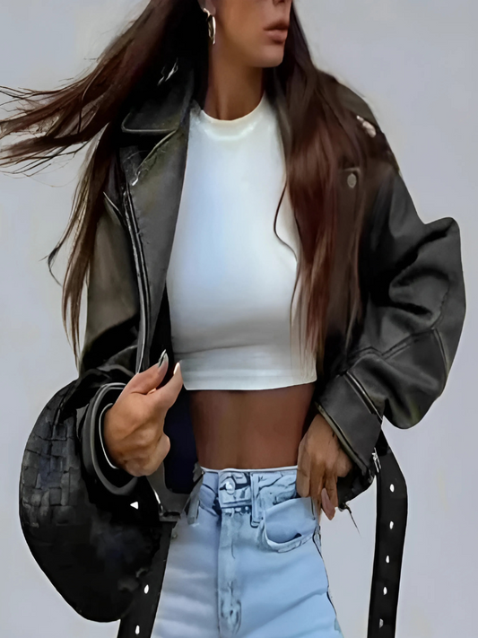 Stylish Women's Faux Leather  Jacket