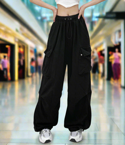 Women's Drawstring Cargo Baggy Pants