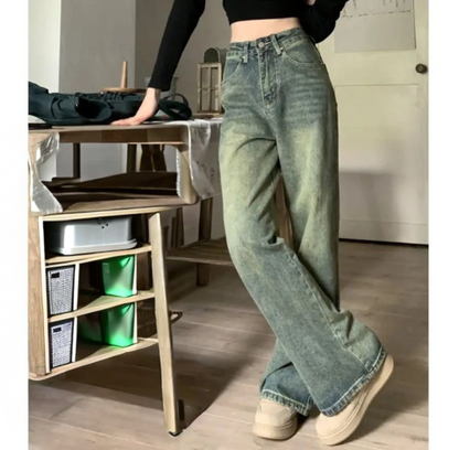 Vintage Wide Women Blue Acid Jeans