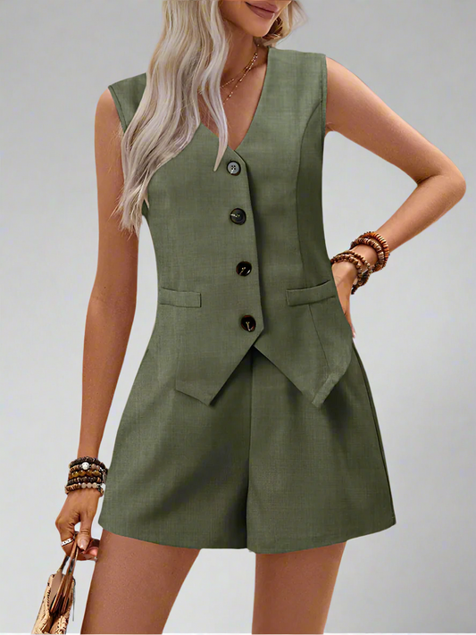 Stylish Elegant Waistcoat and Short Set