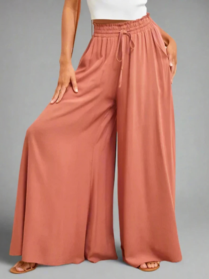Women's Wide  Leg Pants With Elastic Waistband