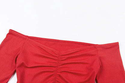 Stylish Long Sleeve Off Shoulder  T-shirt
