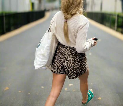Vintage Leopard  Denim Print Shorts