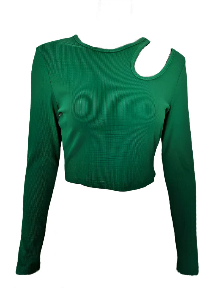 Women's Long Sleeve All Seasons Ribbed Knitted T-Shirts