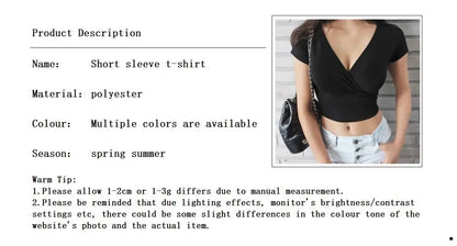 Stylish V-neck Short Sleeve Crop Top