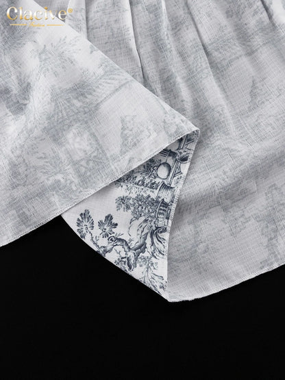 Women's Casual Loose Print Dress Puff Sleeve