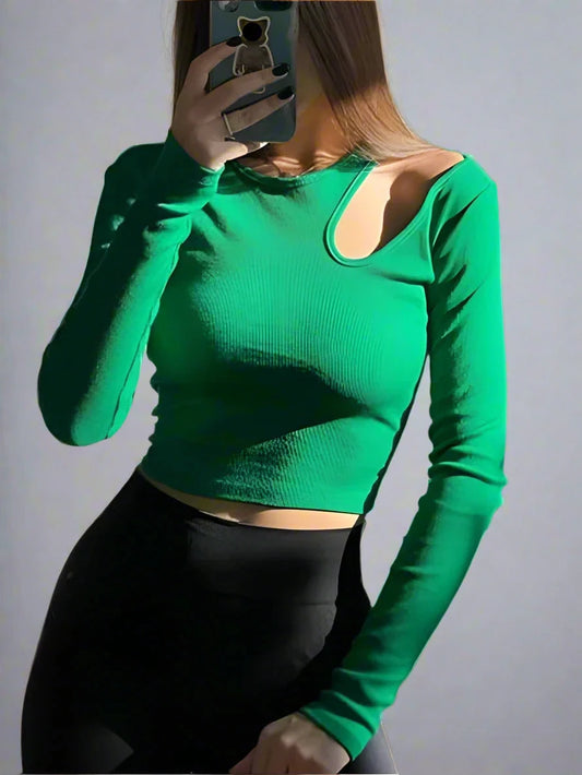 Women's Long Sleeve All Seasons Ribbed Knitted T-Shirts