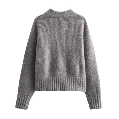 Vintage Long Sleeve Round Neck Sweater Jacket