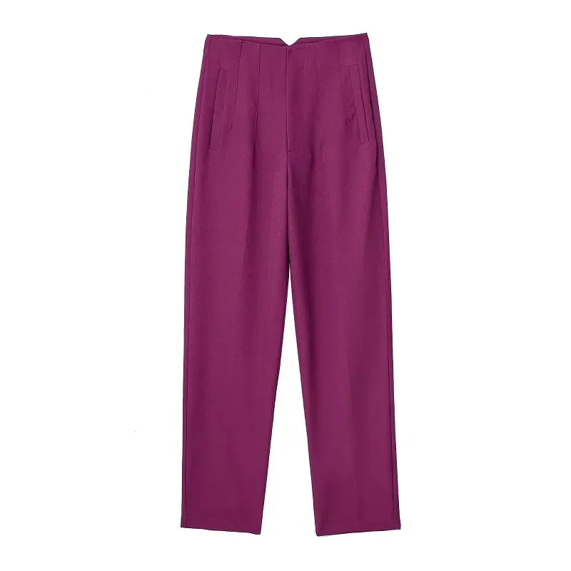 Women's High Waist Straight Pants