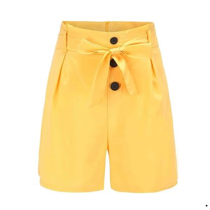 Stylish Button Tie Waist Front Shorts