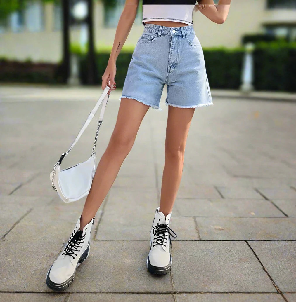 Women's High Waist Casual Denim Jean Shorts