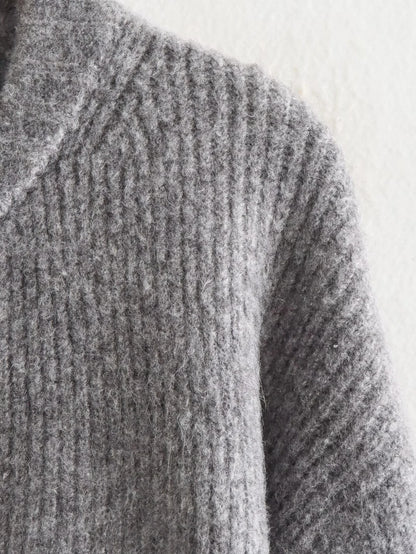 Vintage Long Sleeve Round Neck Sweater Jacket