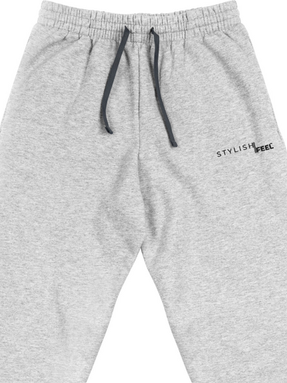 Stylish Feel™  Gray Embroidered Elastic High Waisted Baggy Joggers with Pockets